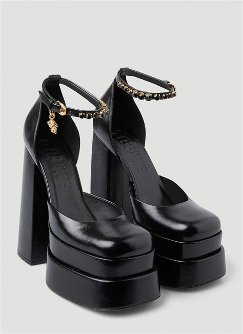 versace black heels|versace platform heel boots.